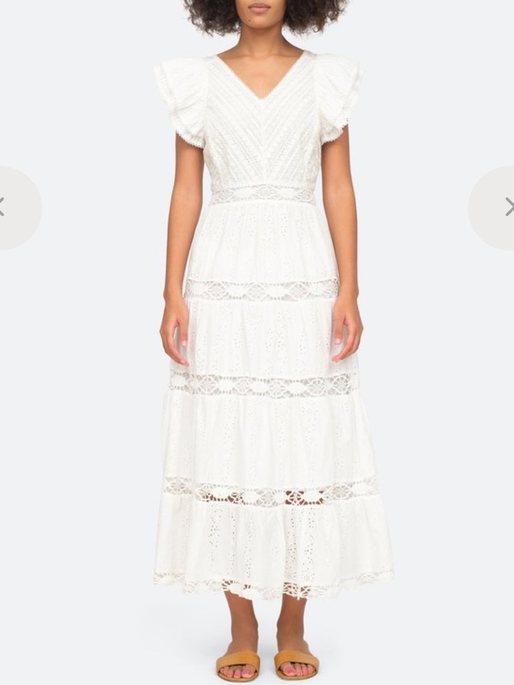 Sea New York white maxi Lea Flutter Sleeve - Size 8/10